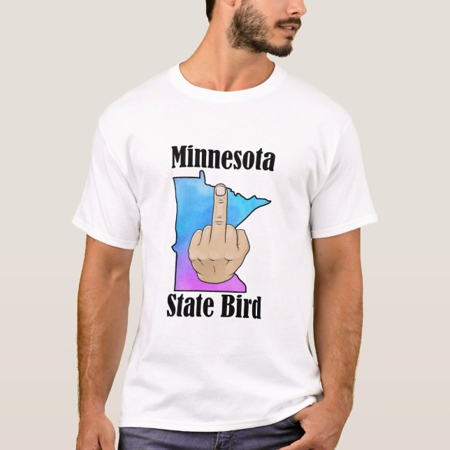 Minnesota state bird t-shirt middle finger color (Front)