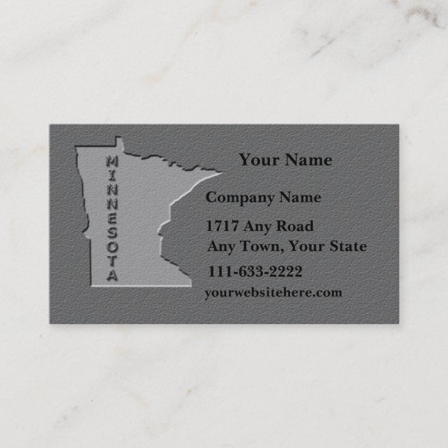 Minnesota State Business card  carved stone look (Front)