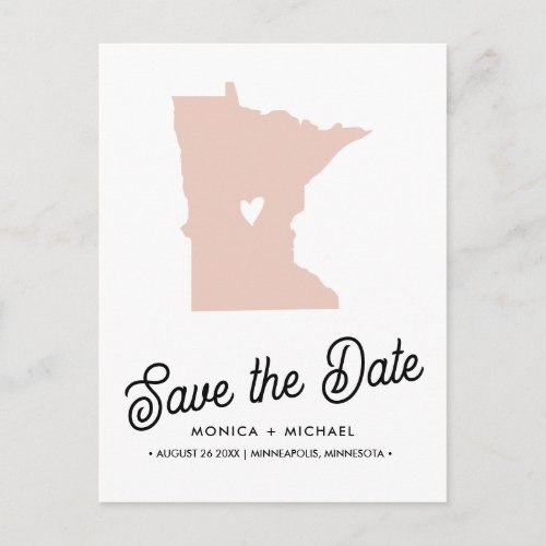 MINNESOTA State Destination Wedding ANY COLOR  Announcement Postcard