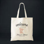MINNESOTA State Destination Wedding ANY COLOR  Tote Bag<br><div class="desc">Give your guests a warm welcome to your MINNESOTA wedding with a bag full of snacks and treats personalized with the state where you're getting married and the bride and groom's names and wedding date. Design features "welcome" in contemporary calligraphy script along with bride and groom's names and wedding date...</div>