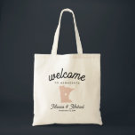 MINNESOTA State Destination Wedding ANY COLOR  Tote Bag<br><div class="desc">Give your guests a warm welcome to your MINNESOTA wedding with a bag full of snacks and treats personalized with the state where you're getting married and the bride and groom's names and wedding date. Design features "welcome" in contemporary calligraphy script along with bride and groom's names and wedding date...</div>