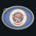 MINNESOTA STATE FLAG BELT BUCKLE<br><div class="desc">The Minnesota state flag features a modified version of the seal of Minnesota on a blue field.</div>