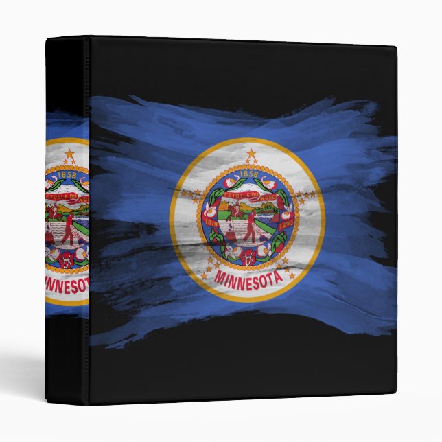 Minnesota state flag brush stroke, Minnesota flag 3 Ring Binder (Front/Spine)