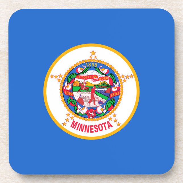 Minnesota State Flag Design Beverage Coaster (Front)