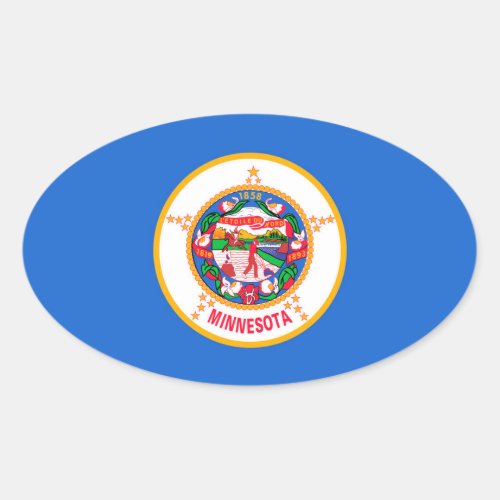 Minnesota State Flag Design Oval Sticker