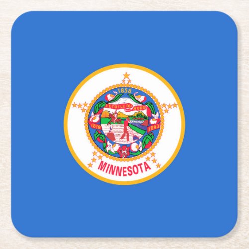 Minnesota State Flag Design Square Paper Coaster