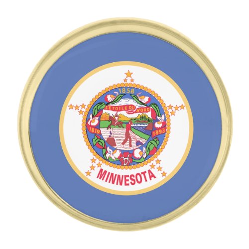 Minnesota State Flag Gold Finish Lapel Pin