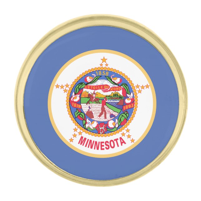 Minnesota State Flag Gold Finish Lapel Pin (Front)