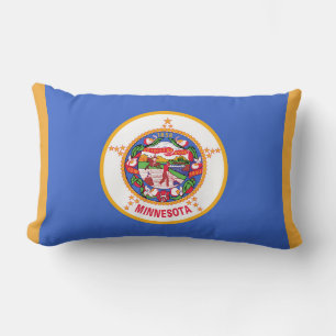 Minnesota State Flag Print Patriotic Lumbar Pillow