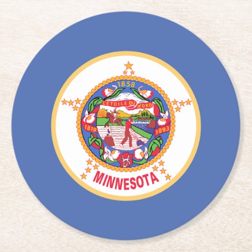 Minnesota State Flag Round Paper Coaster