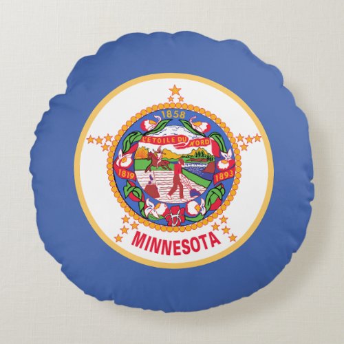 Minnesota State Flag Round Pillow