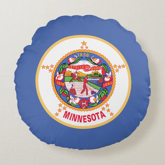 Minnesota State Flag Round Pillow (Front)
