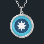 Minnesota State Flag Roundel Silver Plated Necklace<br><div class="desc">Show your Minnesotan state pride with this nice roundel design based on the new Minnesota State Flag. The design features an eight-pointed North Star and the blue colors symbolize Minnesota's 10, 000 lakes and rivers.</div>