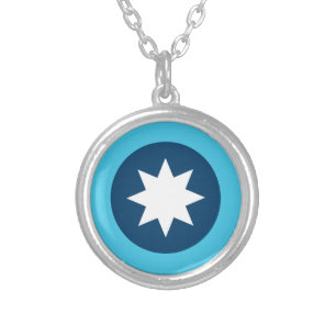 Minnesota State Flag Roundel Silver Plated Necklace