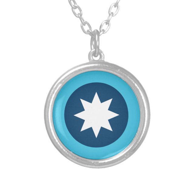 Minnesota State Flag Roundel Silver Plated Necklace (Front)