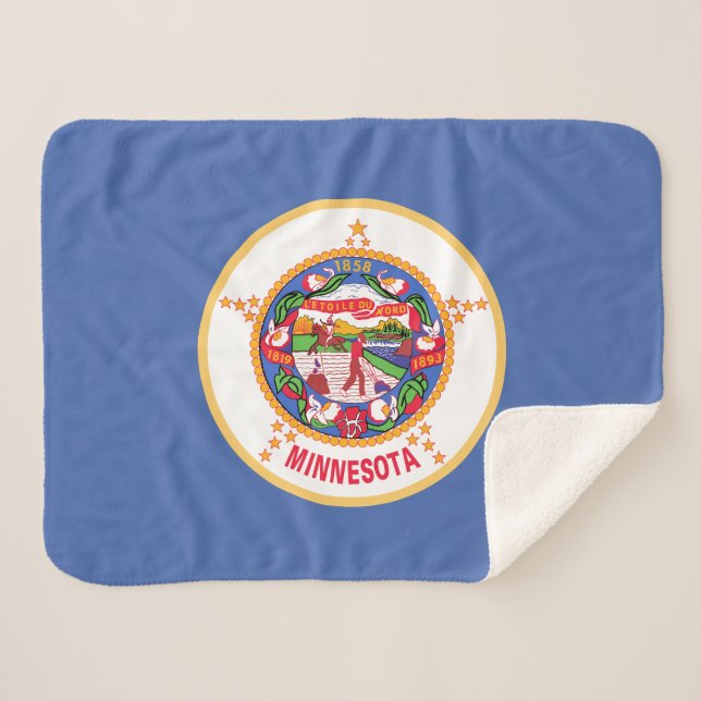 Minnesota State Flag Sherpa Blanket (Front (Horizontal))