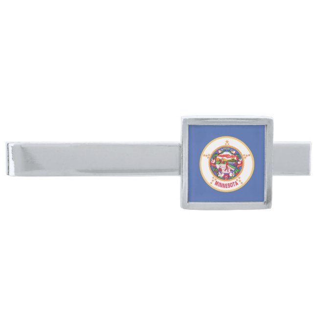 Minnesota State Flag Silver Finish Tie Bar (Front)