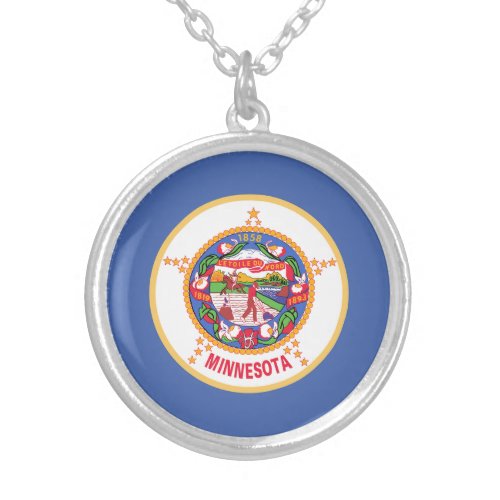 Minnesota State Flag Silver Plated Necklace