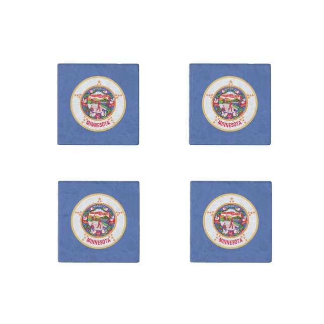 Minnesota State Flag Stone Magnet (Front)