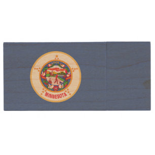 Minnesota State Flag Wood Flash Drive