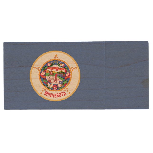 Minnesota State Flag Wood Flash Drive (Front)