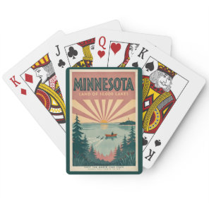 Minnesota State Illustration Travel Art Vintage Poker Cards