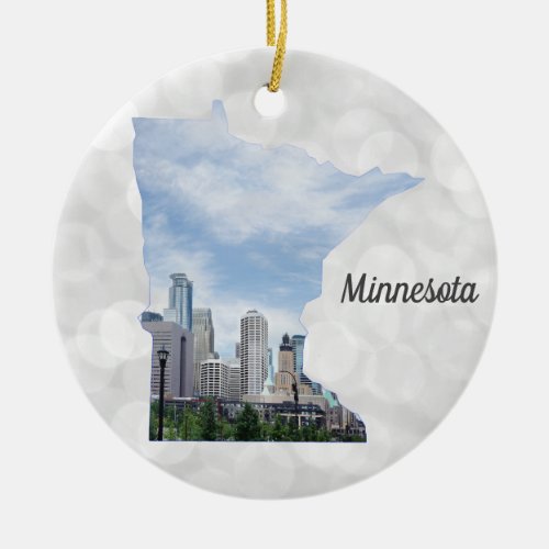 Minnesota State Map Christmas Ceramic Ornament