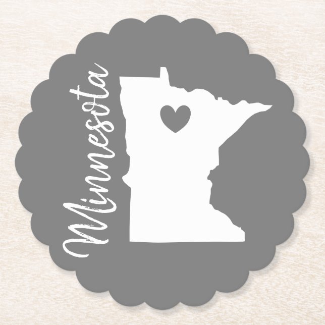 Minnesota state map love home   paper coaster (Front)