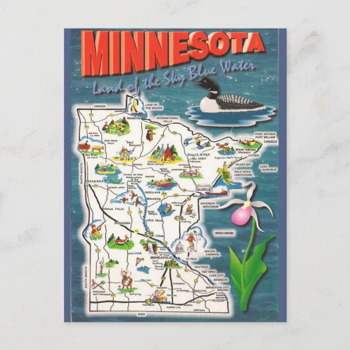 Vintage postcard  poster reproduction. Greetings from Minnesota 