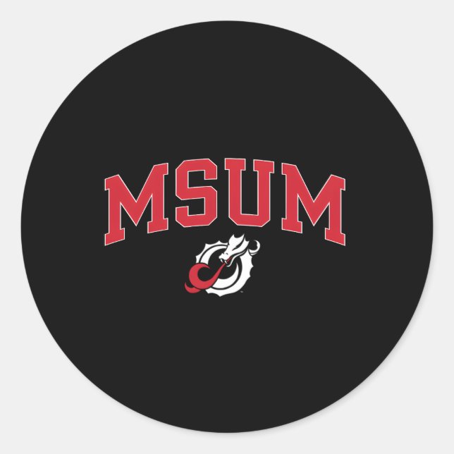 Minnesota State Moorhead Dragons Arch Over Classic Round Sticker (Front)