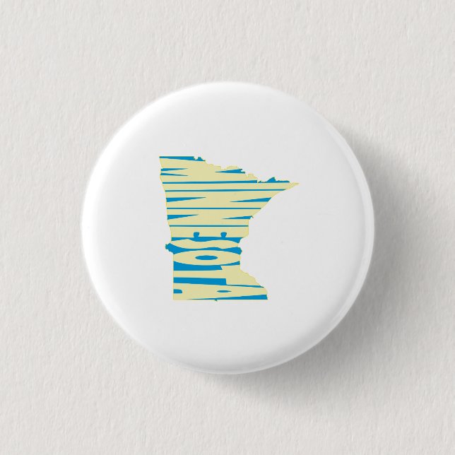 Minnesota State Name Word Art Yellow Button (Front)