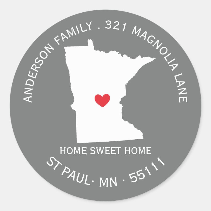 MINNESOTA State New Home Address Label Sticker Zazzle