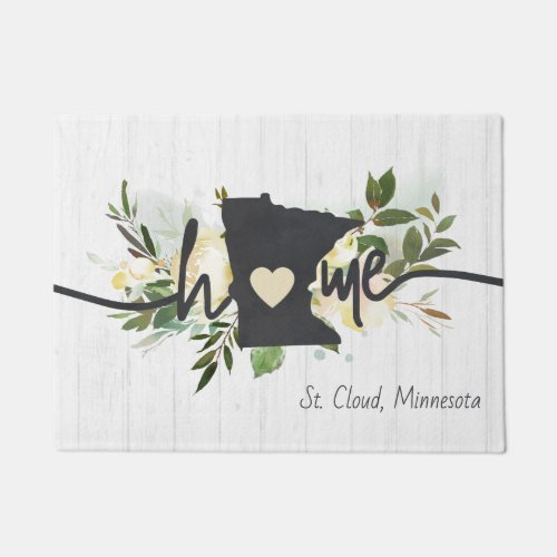 Minnesota State Personalized Your Home City Rustic Doormat