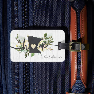 Minnesota State Personalized Your Home City Rustic Luggage Tag