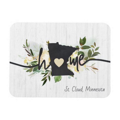 Minnesota State Personalized Your Home City Rustic Magnet