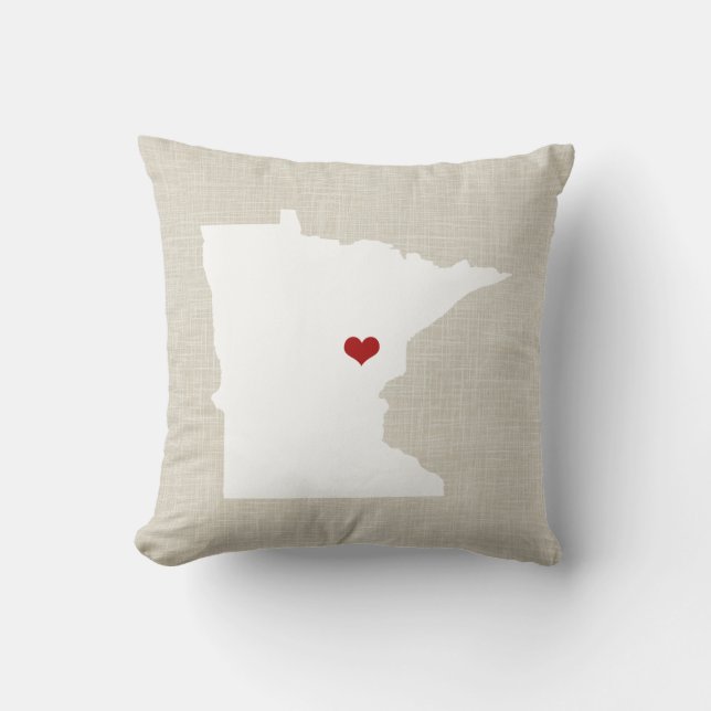 Minnesota State Pillow Faux Linen Personalized (Front)