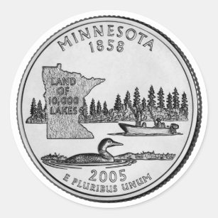 Minnesota State Quarter Classic Round Sticker