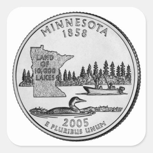 Minnesota State Quarter Square Sticker