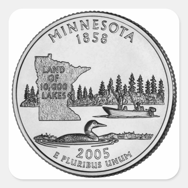 Minnesota State Quarter Square Sticker (Front)