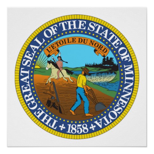 Minnesota state seal america republic symbol flag poster