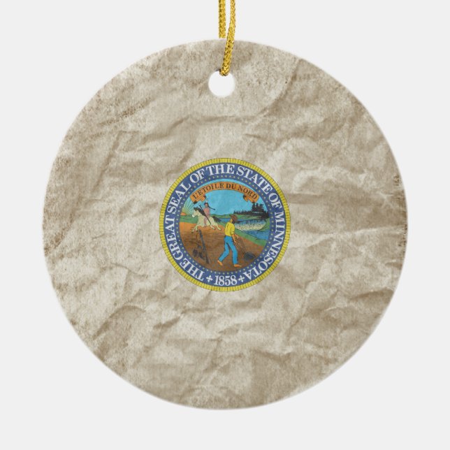 Minnesota State Seal Ceramic Ornament (Front)