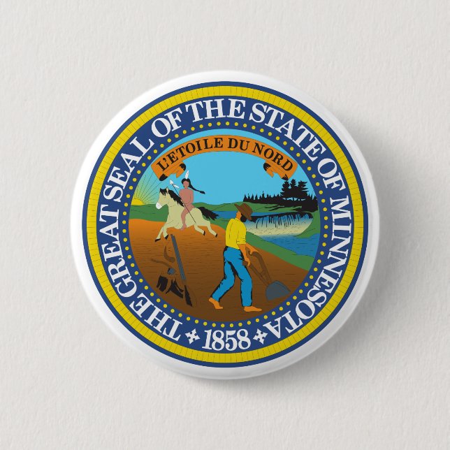 Minnesota State Seal Emblem  Button (Front)