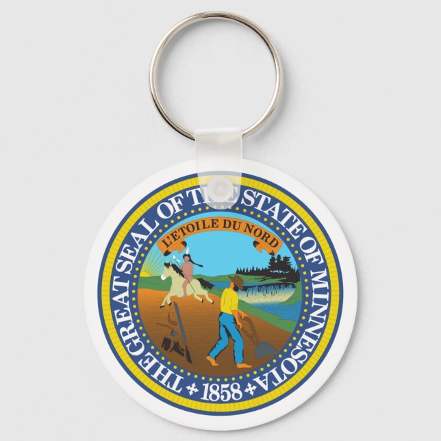 Minnesota State Seal Emblem Keychain (Front)