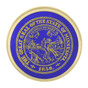Minnesota State Seal Gold and Blue Finish Lapel Pin