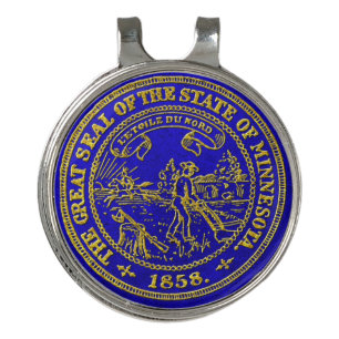 Minnesota State Seal Gold and Blue Golf Hat Clip