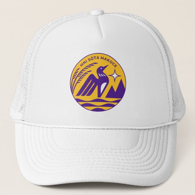 Minnesota State Seal in Vikings Colors Trucker Hat (Front)