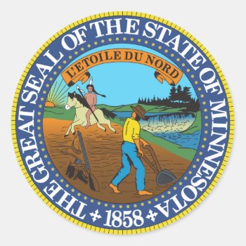 Minnesota State Seal Sticker by slowtownemarketplace at Zazzle