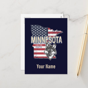 Minnesota State United States Map Vintage USA Holiday Postcard