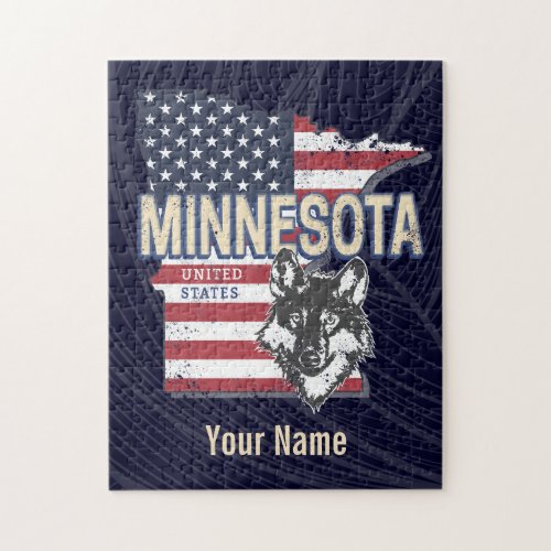 Minnesota State United States Map Vintage USA Jigsaw Puzzle