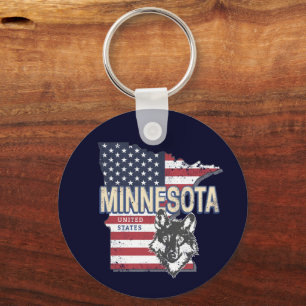 Minnesota State United States Map Vintage USA Keychain